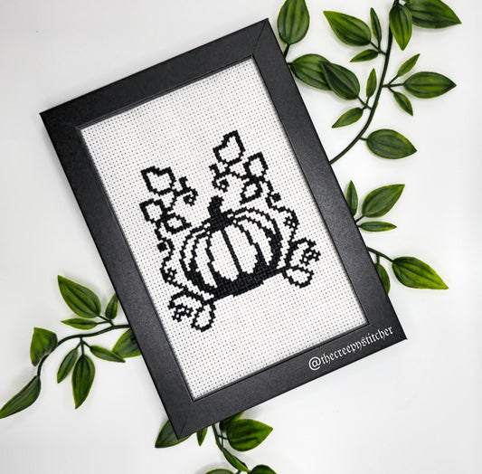 Pumpkin & Vines - Framed - Cross Stitch